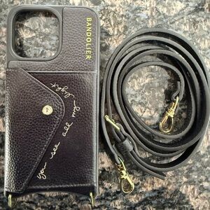 Bandolier Black Phone Case with adjustable Strap iPhone 15 promax